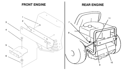 Mounting Hardware Diagram and Parts List for 79117 (6900001 - 6999999)(1996) Lawn Boy Lawn Tractor Accessories